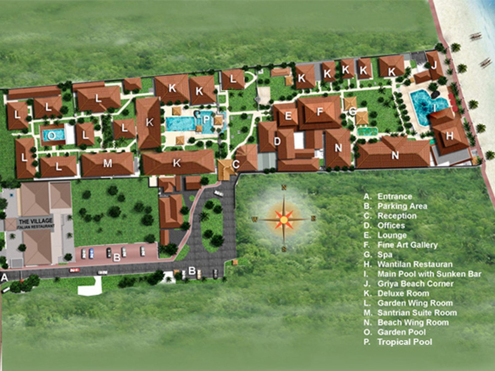 Почивка Бали в Griya Santrian map